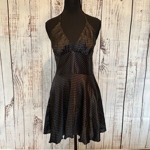 Retro 1950s Style Chic Y2K Vintage Alyn Paige New York Polka Dot Halter Dress M